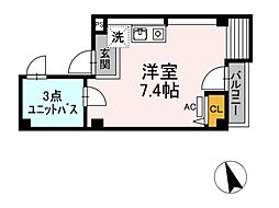 都営大江戸線 門前仲町駅 徒歩9分の賃貸マンション 3階ワンルームの間取り
