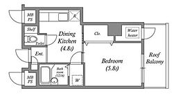 JR総武線 錦糸町駅 徒歩5分の賃貸マンション 5階1DKの間取り