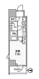 JR総武線 亀戸駅 徒歩4分の賃貸マンション 10階1Kの間取り