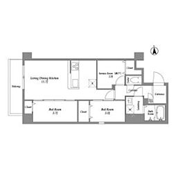 アルファコート葛西 2SLDKの間取図画像