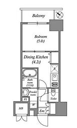 レフィールオーブ南行徳駅前 1DKの間取図画像