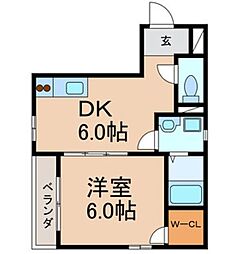 ヒルズA 1DKの間取図画像