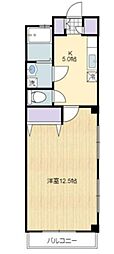 市川ハイム 1Kの間取図画像