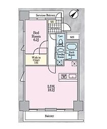 都営新宿線 一之江駅 徒歩1分の賃貸マンション 6階1LDKの間取り
