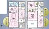 間取り：2階建て。4LDK+S。LDK17帖。対面式キッチン。1階洋室5帖。2階洋室5帖。洋室7.5帖。洋室6.1帖。2階ストレージルーム。屋根付きバルコニー。