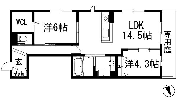 Maison de le Ciel ｜大阪府池田市石橋1丁目(賃貸アパート2LDK・1階・61.14㎡)の写真 その2