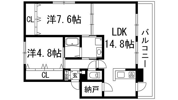 サンオーク荒牧 ｜兵庫県伊丹市荒牧3丁目(賃貸マンション2LDK・2階・66.30㎡)の写真 その2