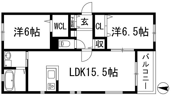 エスポアカーサ ｜兵庫県伊丹市荒牧1丁目(賃貸アパート2LDK・1階・64.79㎡)の写真 その2