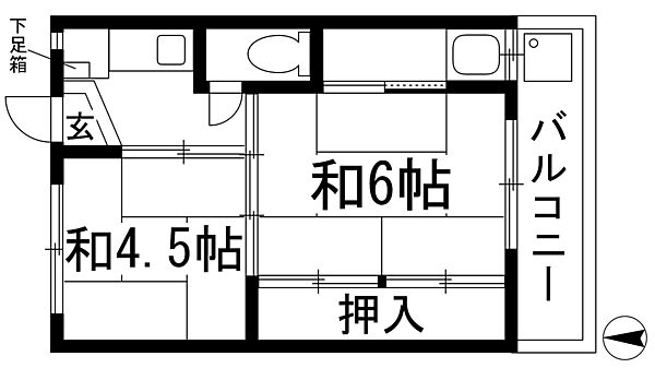 ビレッジハウス鴻池2号棟 ｜兵庫県伊丹市鴻池2丁目(賃貸マンション2K・3階・28.98㎡)の写真 その2