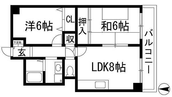 ピンリーブル2 ｜兵庫県西宮市上大市2丁目(賃貸マンション2LDK・2階・48.00㎡)の写真 その2