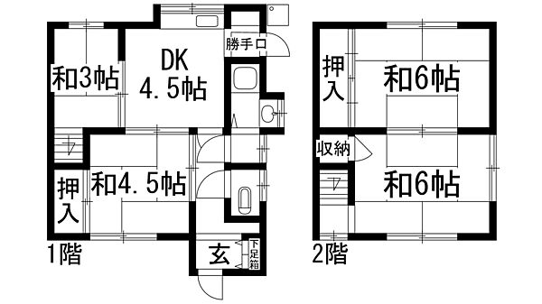 小林3丁目林2戸1貸家 ｜兵庫県宝塚市小林3丁目(賃貸テラスハウス4DK・1階・56.90㎡)の写真 その2