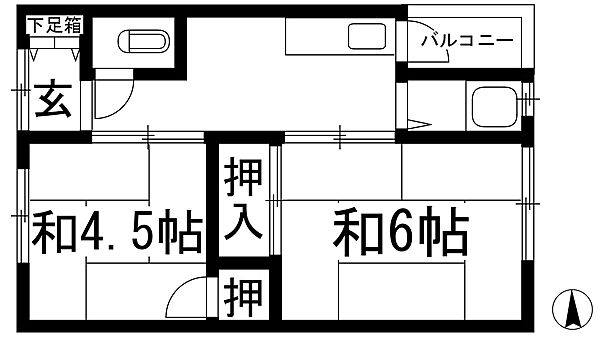 森川文化B棟 ｜兵庫県伊丹市安堂寺町4丁目(賃貸アパート2K・2階・32.40㎡)の写真 その2