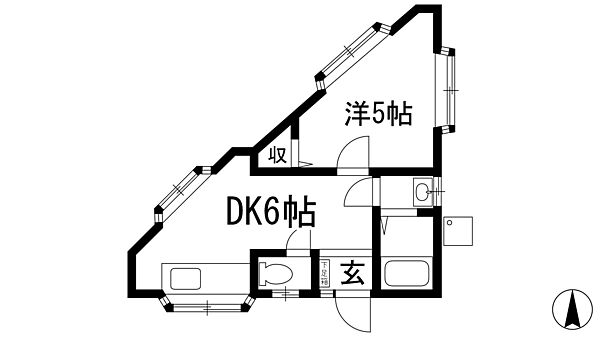 上ノ山ハイツ ｜兵庫県川西市矢問1丁目(賃貸マンション1DK・1階・24.78㎡)の写真 その2