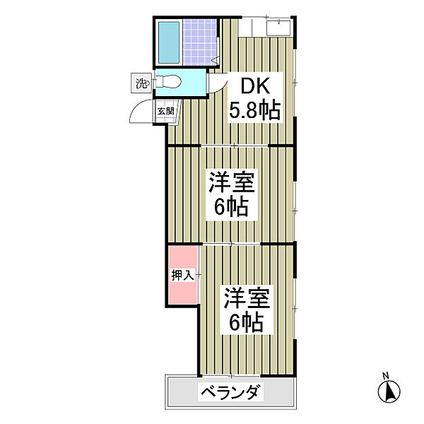 Ｍハイツ 201｜東京都町田市原町田1丁目(賃貸アパート2DK・2階・35.60㎡)の写真 その2