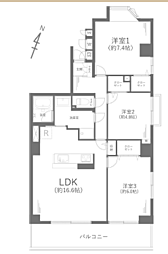 リズ東林間 3LDKの間取図画像