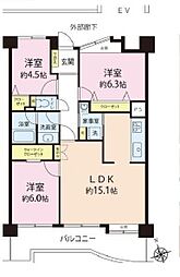 コスモさがみ野 3LDKの間取図画像