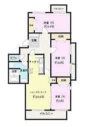 長池公園せせらぎ通り北2-45-5号棟 3LDKの間取図画像