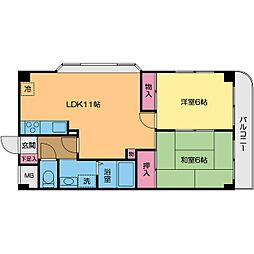 コンフォール鶴川 3階2LDKの間取り