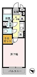 パピヨン南大沢 1Kの間取図画像
