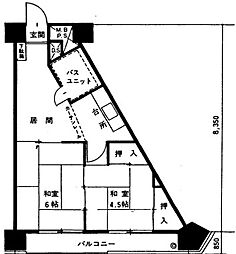 チサンマンション第一博多 1LDKの間取図画像