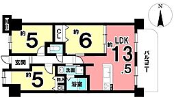 ディオ・フェルティ枚方長尾 3LDKの間取図画像