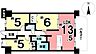 間取り：4階部分、東向きバルコニー