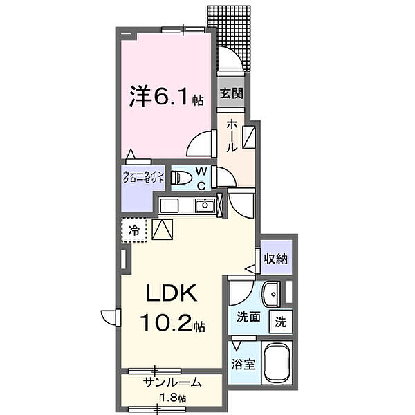 アウローラ　デル　オエステ 103｜静岡県焼津市西小川4丁目(賃貸アパート1LDK・1階・44.02㎡)の写真 その2