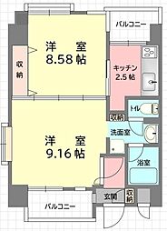 ウインドパレス歩行町 2Kの間取図画像