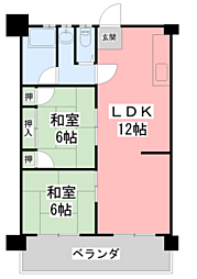 衣山駅前マンション 2LDKの間取図画像