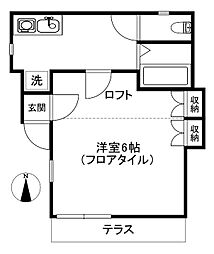 プチハウス 1Kの間取図画像