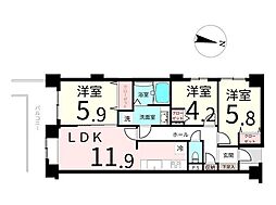 国見パーク・ホームズC棟 3LDKの間取図画像