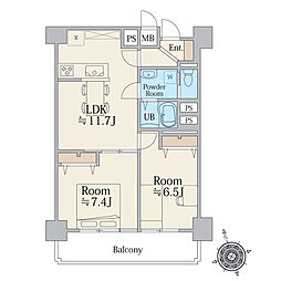 南砂キャピタルコータース 2LDKの間取図画像
