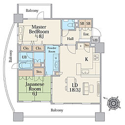 パンテオン小岩CASA・CALDA 2LDKの間取図画像