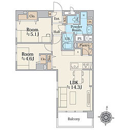 東陽町コーポラス 2LDKの間取図画像
