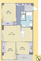 ハイネス小石川 3LDKの間取図画像