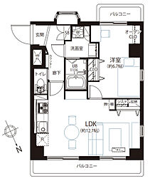 朝日蔵前プラザ 1LDKの間取図画像