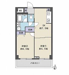 ドルミ錦糸町長谷川ビル 2DKの間取図画像