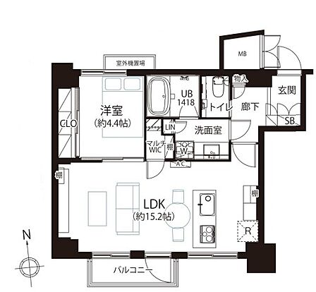 間取り:1LDK専有面積:50.8?(15.36坪)バルコニー面積:2.95?(0.89坪)