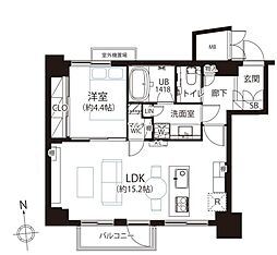 日神パレステージ西麻布 1LDKの間取図画像