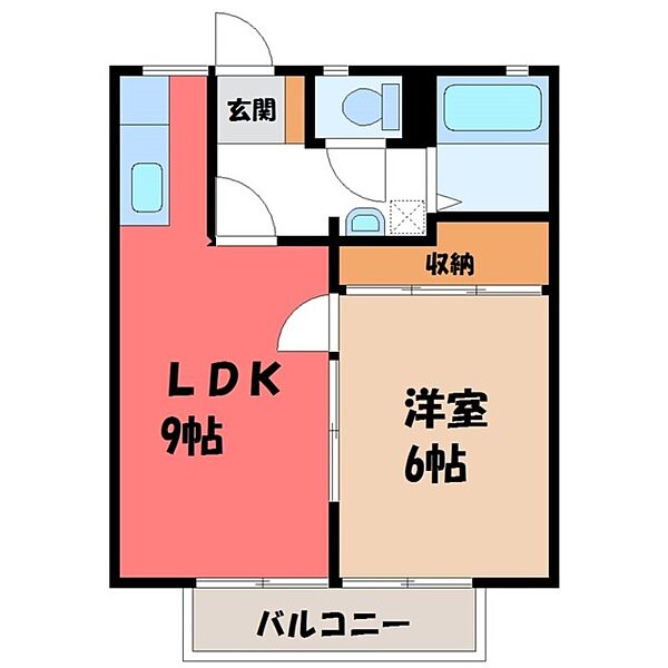 前の山ハイツ ｜栃木県宇都宮市鶴田町(賃貸アパート1LDK・2階・35.91㎡)の写真 その2