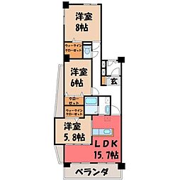 西川田駅 8.7万円