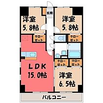 栃木県宇都宮市今泉3丁目（賃貸マンション3LDK・1階・76.00㎡） その2