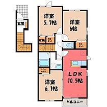 栃木県宇都宮市駒生町（賃貸アパート3LDK・2階・67.50㎡） その2