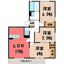 栃木県宇都宮市東簗瀬1丁目（賃貸アパート3LDK・3階・66.48㎡） その2