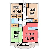 駒西ハイツ II  ｜ 栃木県宇都宮市駒生町（賃貸マンション3LDK・2階・65.07㎡） その2