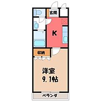 栃木県宇都宮市中岡本町（賃貸アパート1K・1階・29.75㎡） その2