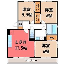 栃木県宇都宮市簗瀬町（賃貸アパート3LDK・1階・66.87㎡） その2