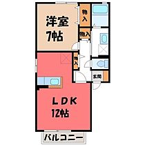 栃木県真岡市亀山1丁目（賃貸アパート1LDK・1階・45.42㎡） その2