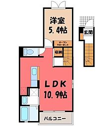 真岡鐵道 真岡駅 バス6分 高勢町入口下車 徒歩5分の賃貸アパート 2階1LDKの間取り