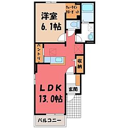 アンジュ 1LDKの間取図画像